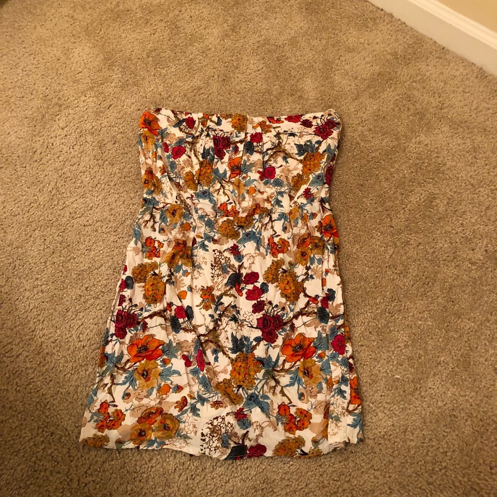 floral strapless dress